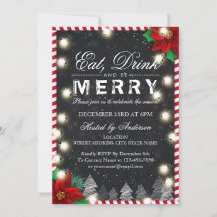 Iss Drink & Be Frohe Weihnachten Party Einladung