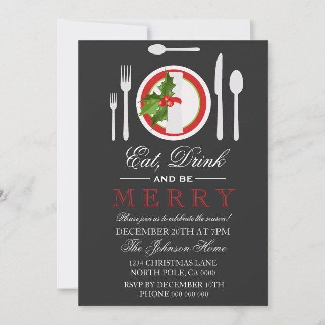 Iss Drink & Be Frohe Weihnachten Party Einladung (Vorderseite)