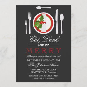 Iss Drink & Be Frohe Weihnachten Party Einladung