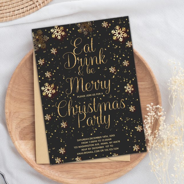 Iss Drink Be Merry Star Weihnachten Party Einladun Einladung (Star Eat Drink and be Merry Christmas Invitations)