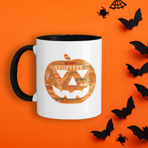 Iss Drink Dich Gruselig Halloween-Kürbis-Wortwolke Tasse
