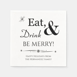 Iss Drink sei froh Niedlich Retro Weihnachtsfeiert Serviette