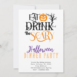 Iss Drink und Beängstigend Halloween Abendessen Pa Einladung