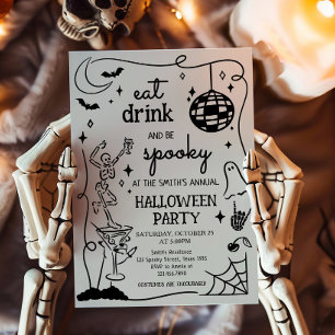 Iss Drink und leckeres Cocktail Halloween-Party Einladung