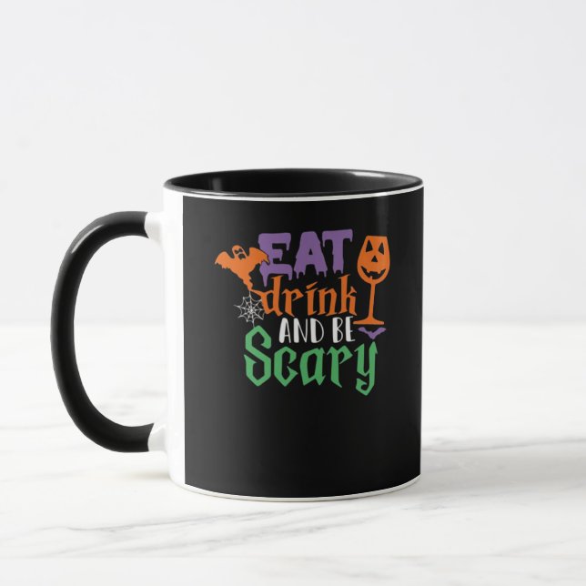 Iss Drink und sei Beängstigend Halloween Classic F Tasse (Links)