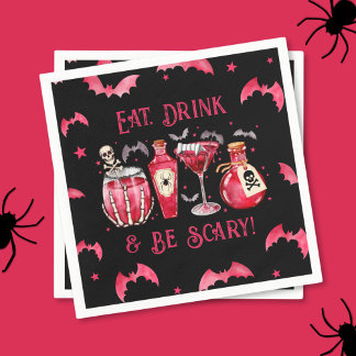 Iss Drink und sei Beängstigend Halloween Cocktails Serviette