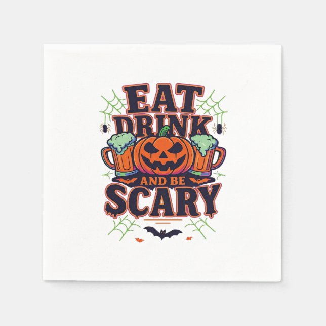 Iss Drink und sei Beängstigend Halloween Design kr Serviette (Vorderseite)