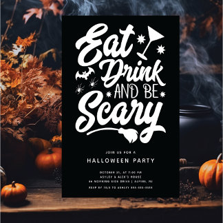 Iss Drink und sei Beängstigend Halloween Einladung