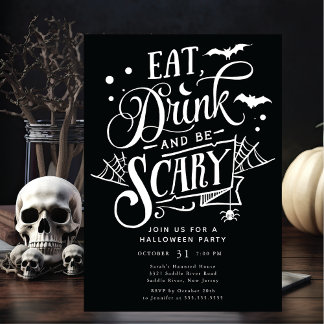 Iss Drink und sei Beängstigend Halloween Einladung