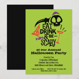 Iss Drink und sei Beängstigend Halloween Einladung