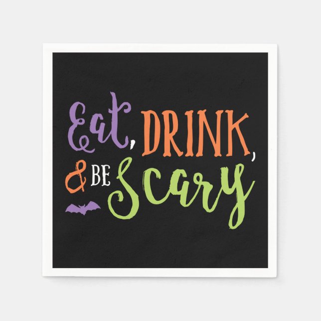 Iss Drink und sei Beängstigend Halloween Napkins Serviette (Vorderseite)