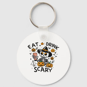 Iss Drink und sei Beängstigend Halloween Pumpkin M Schlüsselanhänger