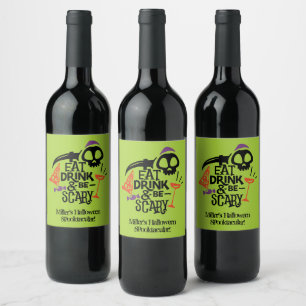 Iss Drink und sei Beängstigend Halloween Weinetikett