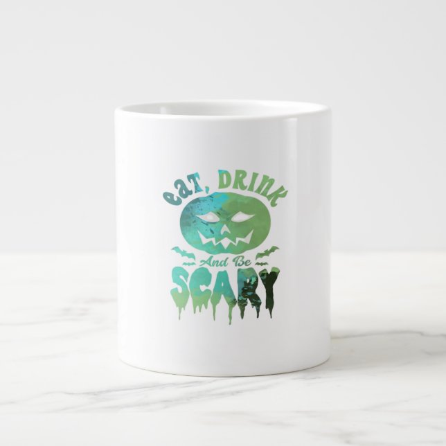 Iss Drink und sei Beängstigend zu Halloween Jumbo-Tasse (Vorderseite)