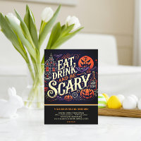 Iss Drink und sei Beängstigendes schwarzes Hallowe