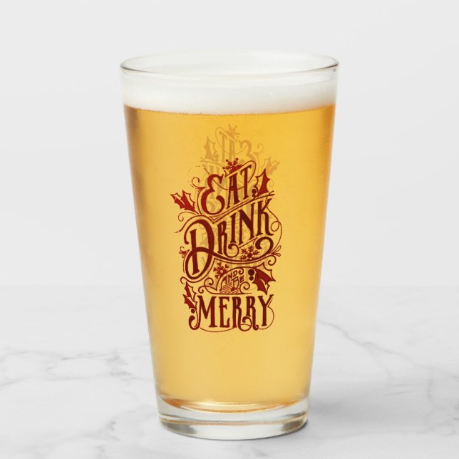Iss Drink und sei froh Weihnachten Weihnachten Spa Glas (Vorne (Gefüllt))