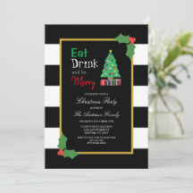 Iss Drink und sei frohe Weihnachten Party Einladun