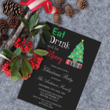 Iss Drink und sei frohe Weihnachten Party Einladun