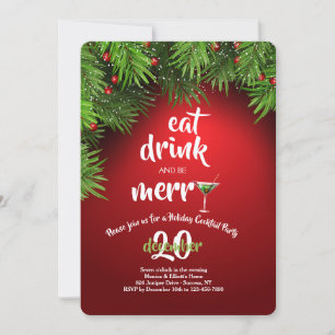 Iss Drink und sei frohe Weihnachten Party Einladung