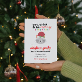 Iss Drink und sei Meowy Cartoon Weihnachten Weihna Einladung