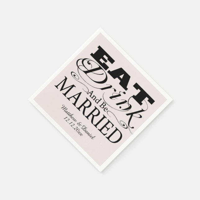 Iss Drink und sei Verheiratet Hochzeit Serviette (Ecke)