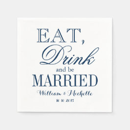 Iss Drink verheirateten blauen Hochzeitsnapkins Serviette