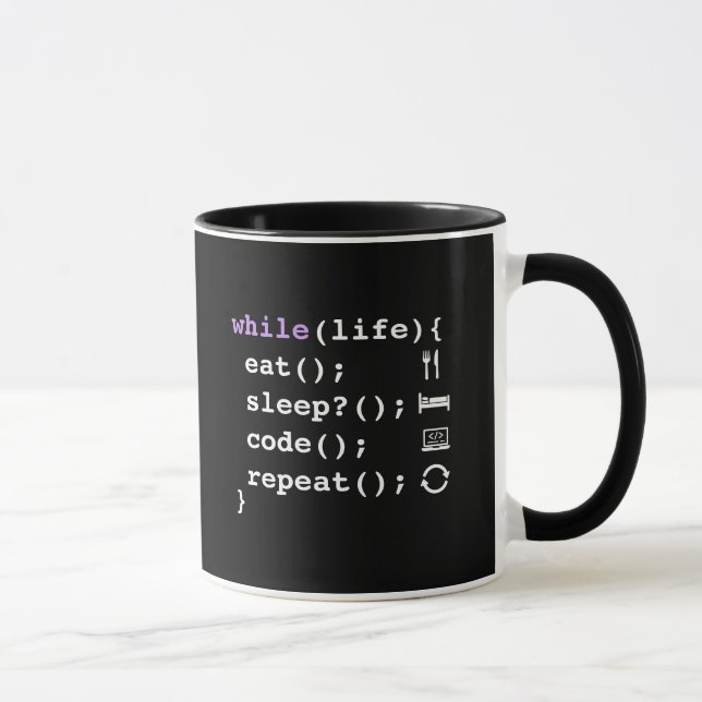 Iss Eat Sleep Code Repeat | Minimalistischer Progr Tasse (Rechts)