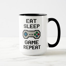 Iss Eat Sleep Game Repeat – Gamer Pixel Art Tasse