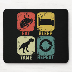 Iss Eat Sleep Tame Repeat Dinosaur Gaming Geek Fun Mousepad