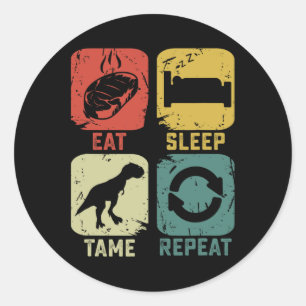 Iss Eat Sleep Zähme Wiederhole Dinosaurier Gaming  Runder Aufkleber