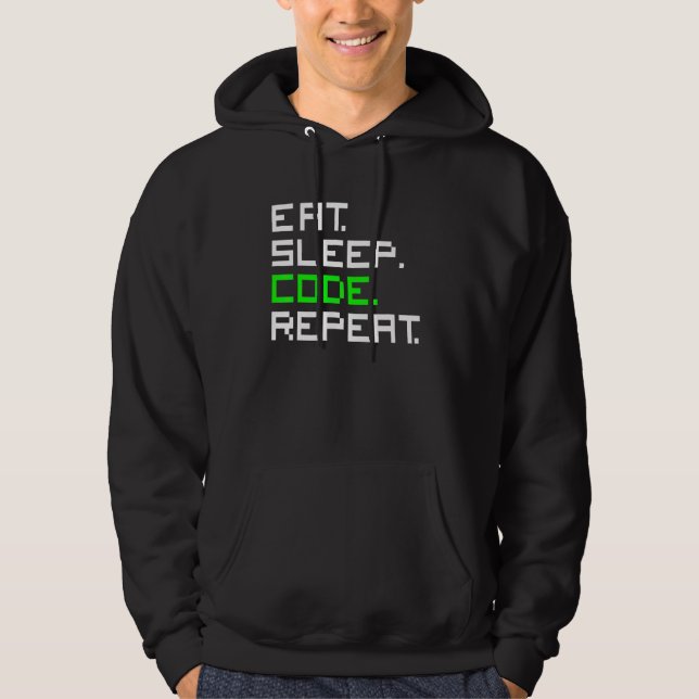 Iss Essen Code Wiederholen Codierung Coder Program Hoodie (Vorderseite)