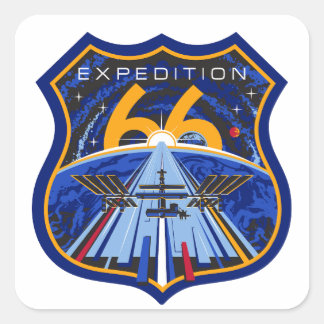 ISS Expedition 66 Patch Logo Quadratischer Aufkleber