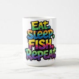 Iss Fisch Wiederhole Regenbogen Graffiti Kaffeetasse