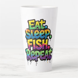 Iss Fisch Wiederhole Regenbogen Graffiti Milchtasse