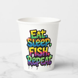 Iss Fisch Wiederhole Regenbogen Graffiti Pappbecher