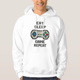 Iss Hoodie „Eat Sleep Game Repeat“ – Retro-Pixel-G