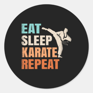 Iss Karate Wiederholen Lustig Retro Karate Liebhab Runder Aufkleber