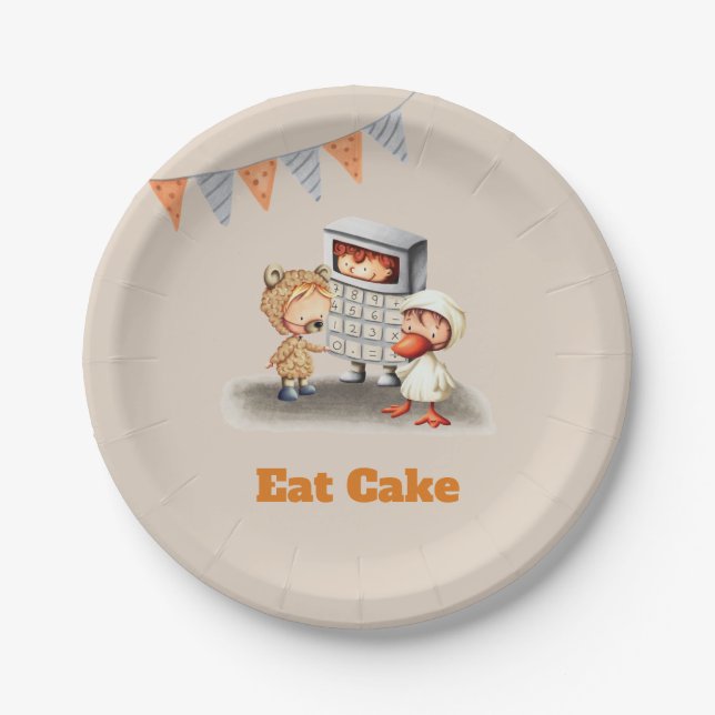 Iss Kuchen Kinder Kostüme Bärenrechner Enten Party Pappteller (Vorderseite)