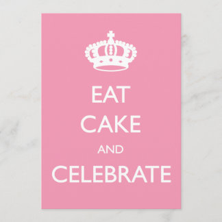 Iss Kuchen und feiern Geburtstag Einladung - Rosa