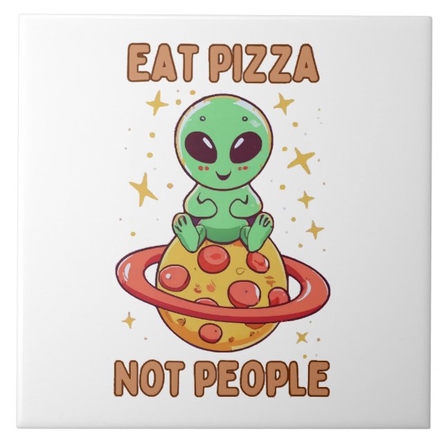 Iss Pizza nicht Leute Fliese (Vorderseite)