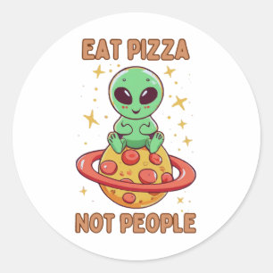 Iss Pizza nicht Menschen Runder Aufkleber