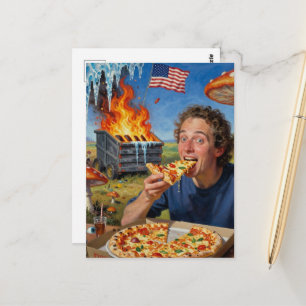 Iss Pizza und ignoriere den amerikanischen Müllcon Postkarte