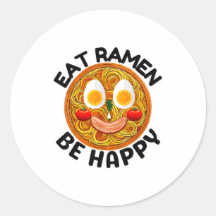 Iss Ramen, sei glücklich, Kawaii-Stil, lustiger ja Runder Aufkleber