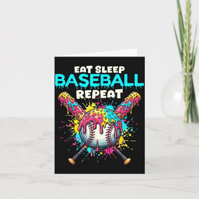 Iss Schlaf Baseball Wiederholen Lustige Eis Drip C Karte (Vorderseite)