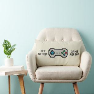 Iss-Schlaf-Spiel-Wiederholung – Coole Pixel-Gamer- Lendenkissen