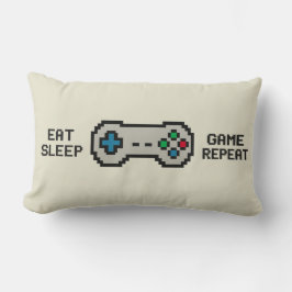 Iss-Schlaf-Spiel-Wiederholung – Coole Pixel-Gamer- Lendenkissen