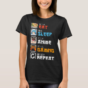 Iss Schlafe Anime Gaming Wiederhole Gamer Männer T T-Shirt