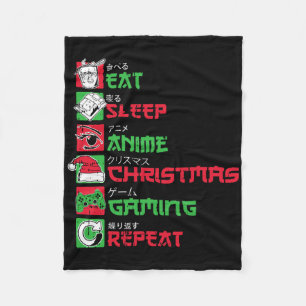 Iss Schlafen Anime Gaming Weihnachten Pyjama X-mas Fleecedecke