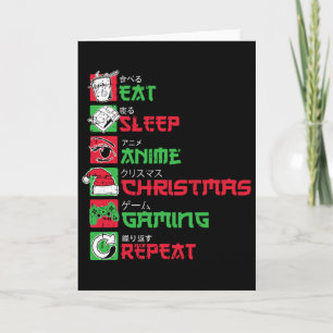 Iss Schlafen Anime Gaming Weihnachten Pyjama X-mas Karte