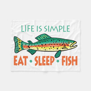 Iss, Schlafen, Fisch - Funny Fishing Fleecedecke